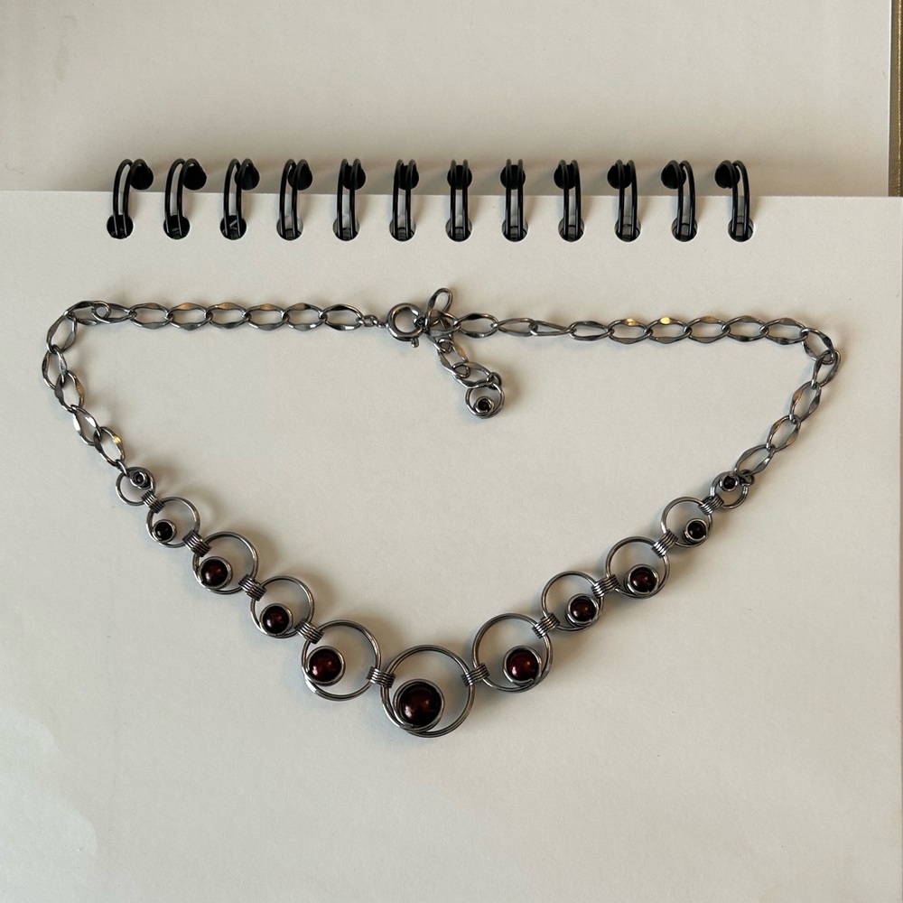 Elegant Silver and Dark Purple Pearl Necklace